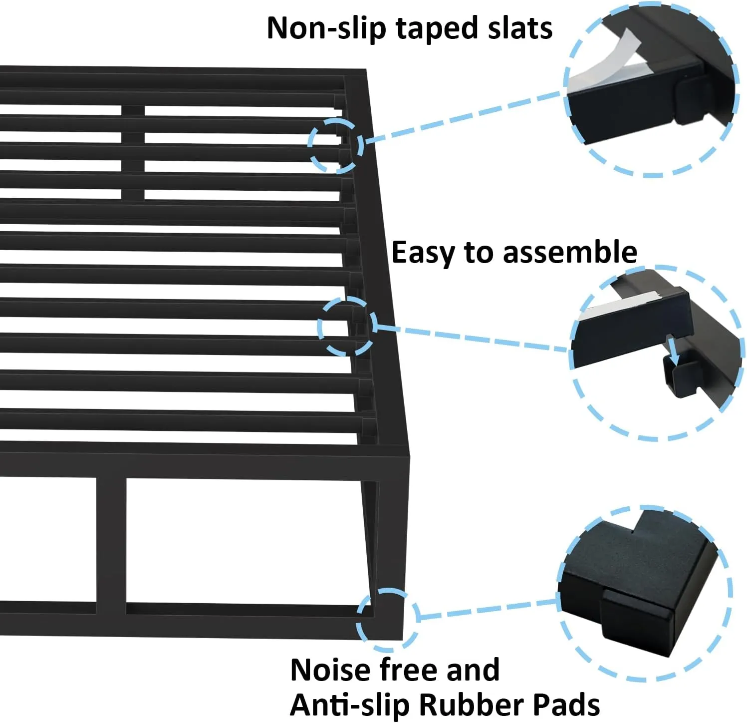 10 Inch Twin Bed Frame with Steel Slat Support, Low Profile Twin Metal Platform Bed Frame Support Mattress Foundation, No Box Spring Needed/Easy Assembly/Noise Free