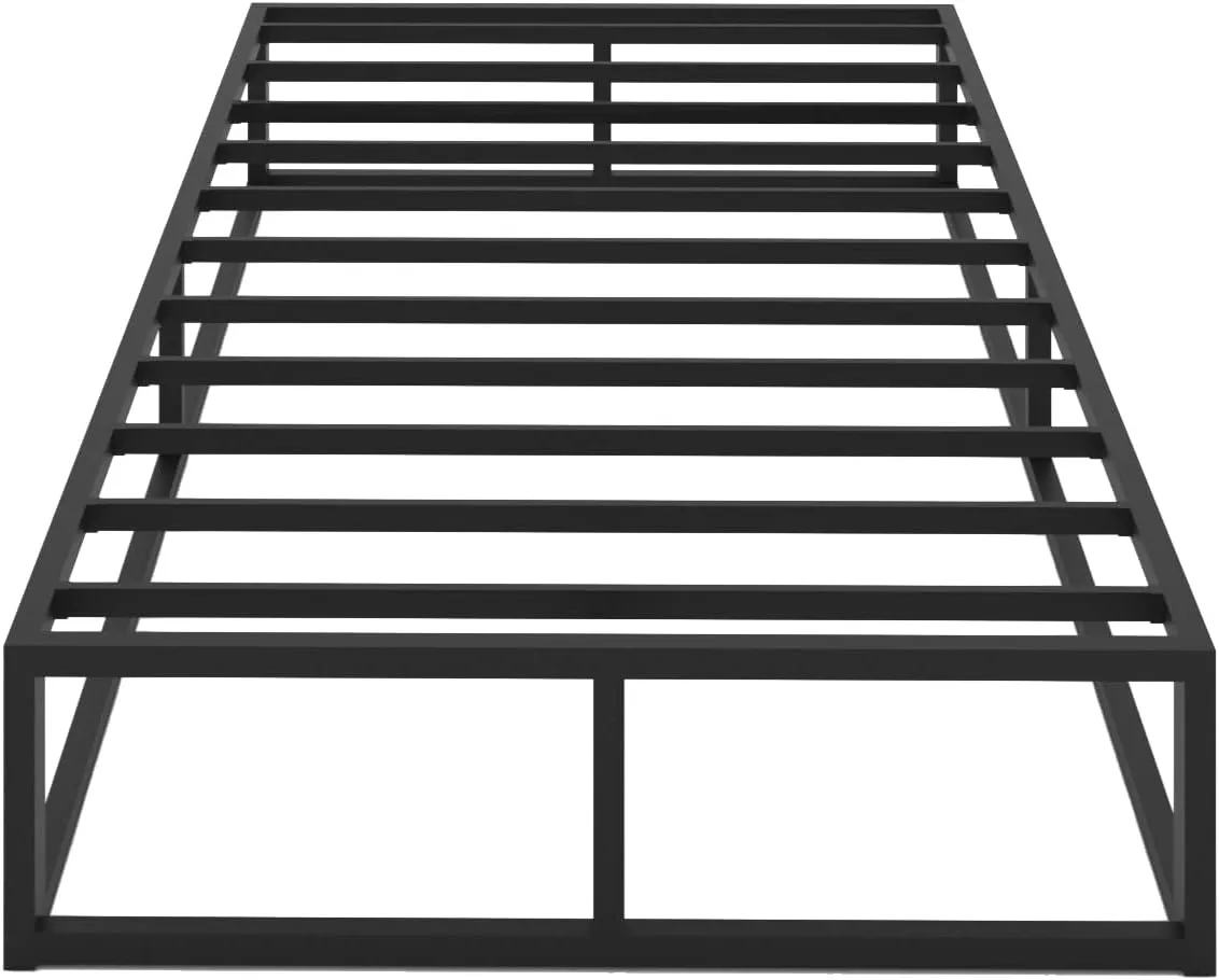 10 Inch Twin Bed Frame with Steel Slat Support, Low Profile Twin Metal Platform Bed Frame Support Mattress Foundation, No Box Spring Needed/Easy Assembly/Noise Free