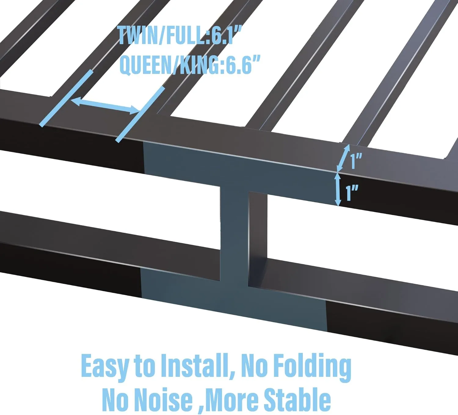 10 Inch Twin Bed Frame with Steel Slat Support, Low Profile Twin Metal Platform Bed Frame Support Mattress Foundation, No Box Spring Needed/Easy Assembly/Noise Free