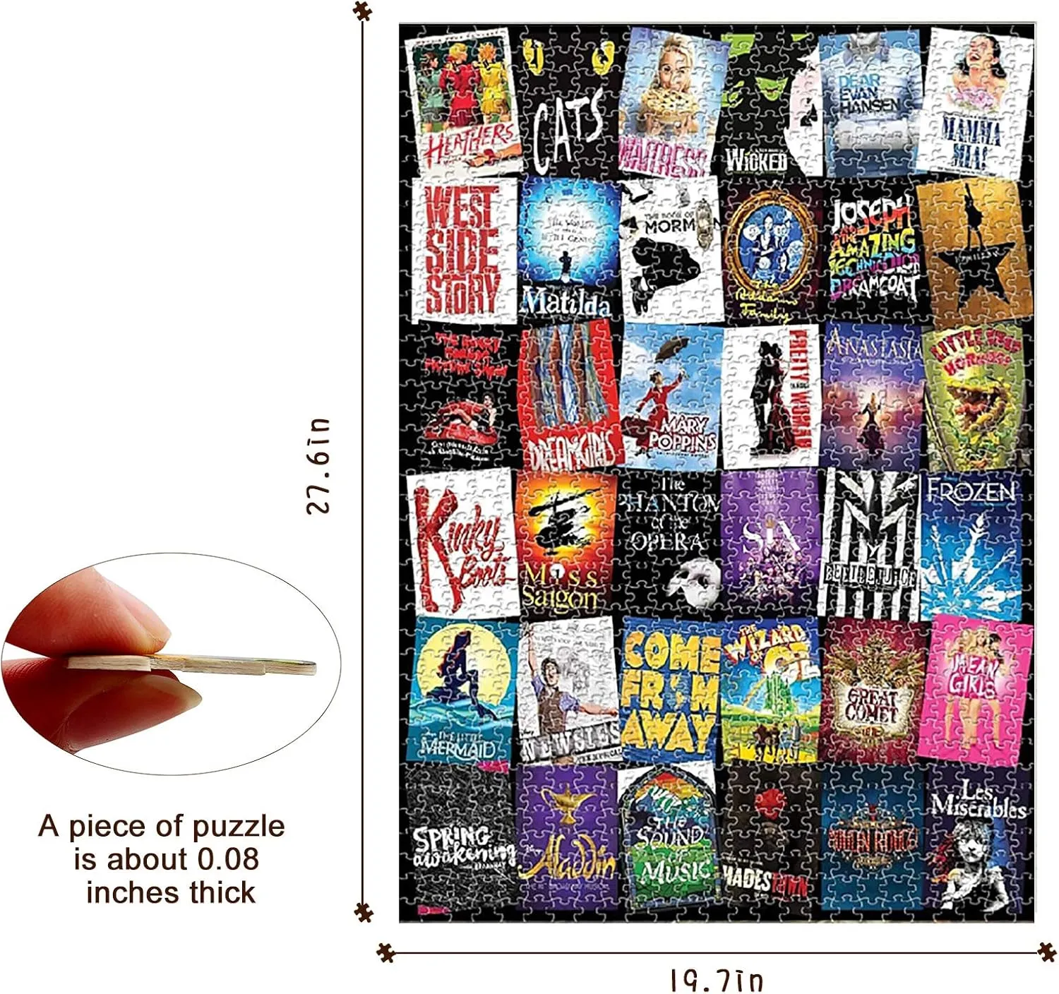 1000 Pieces of Jigsaw Puzzles Custom Broadway Musical Theater Jigsaw Puzzle for Adults and Teens Over 12 Years Old Large Size Ideal Relaxation Decompression Meditation Gift 27.6x19.7 Inches