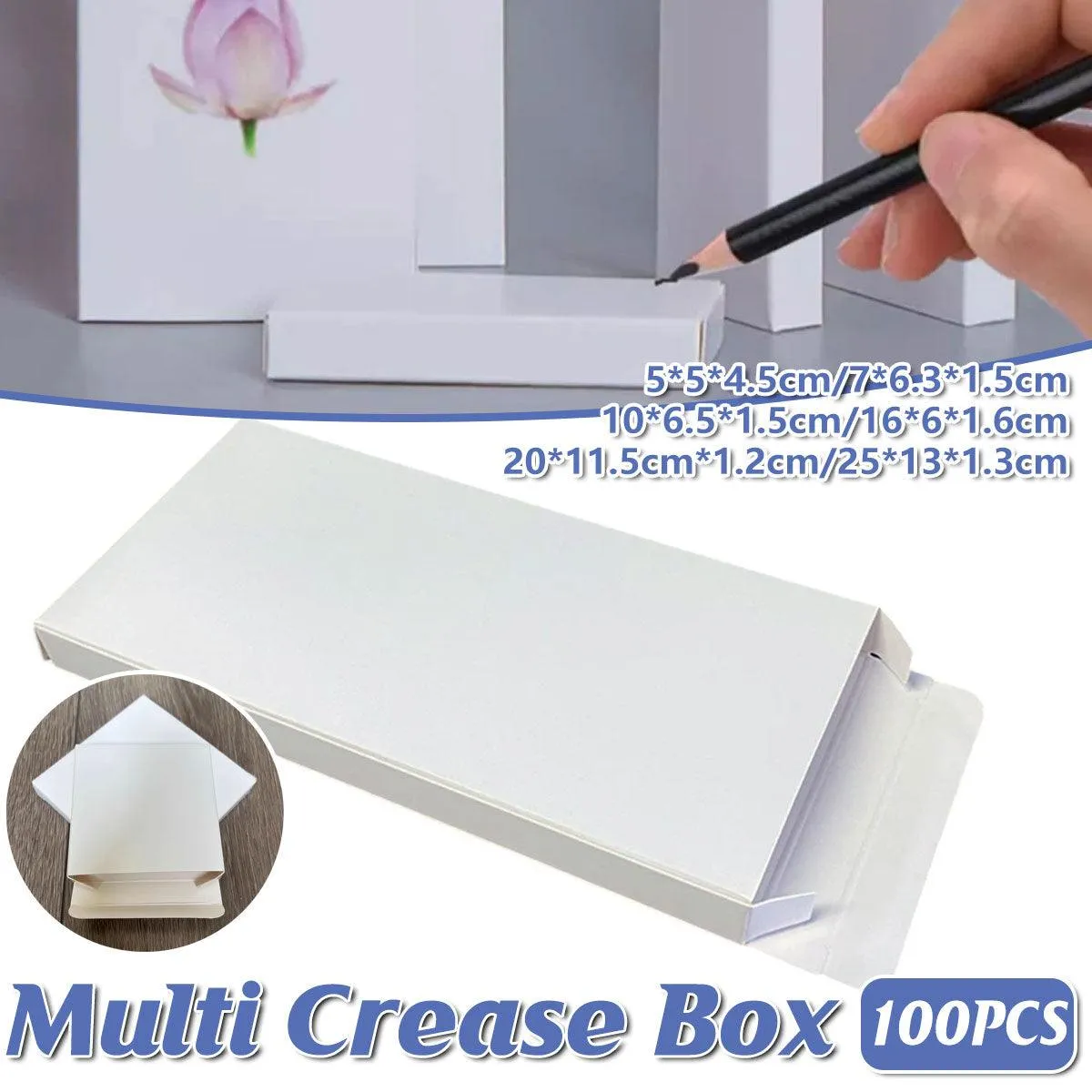 100pcs White Card Box Small Square Folding Box Flat Gift Packaging Storage Box