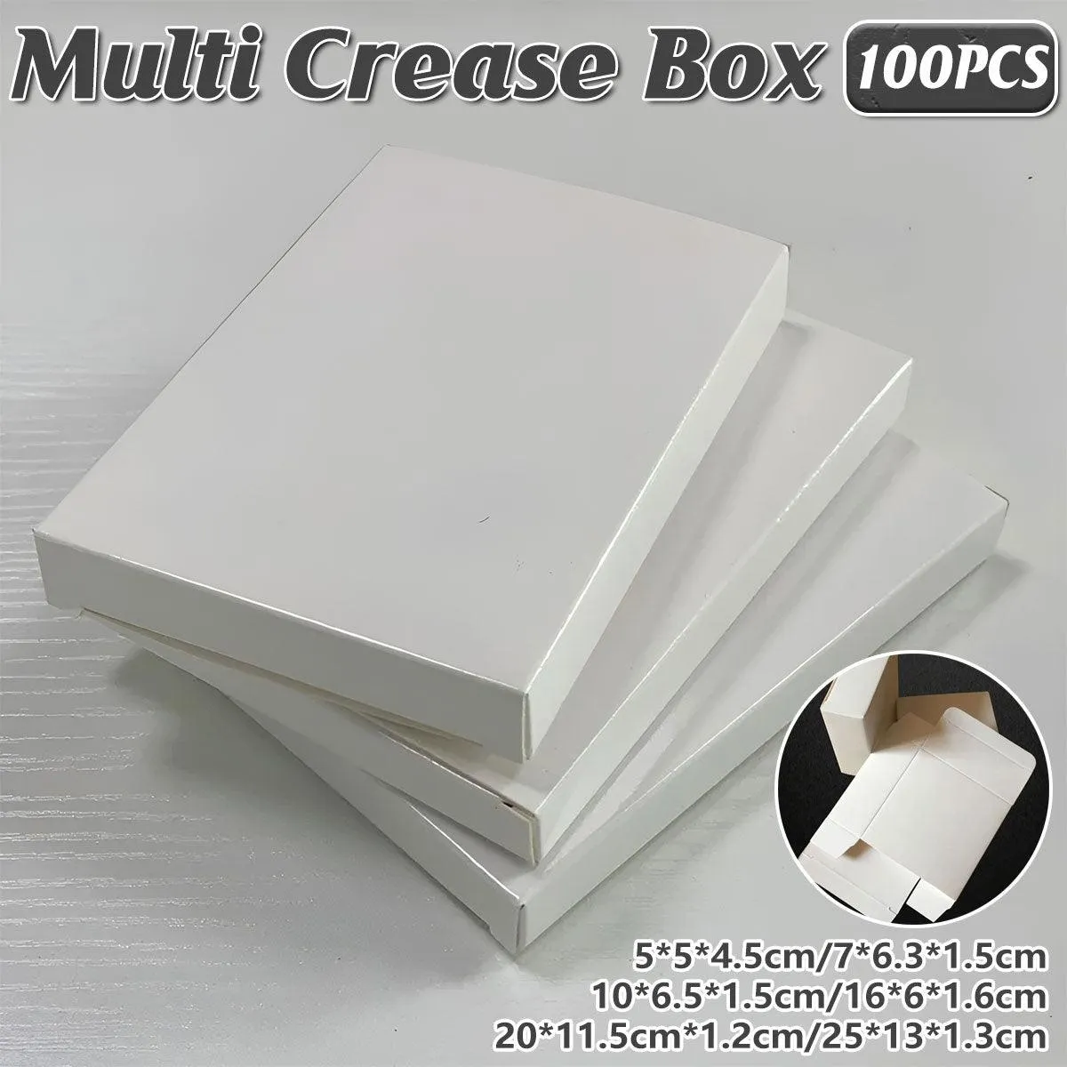 100pcs White Card Box Small Square Folding Box Flat Gift Packaging Storage Box