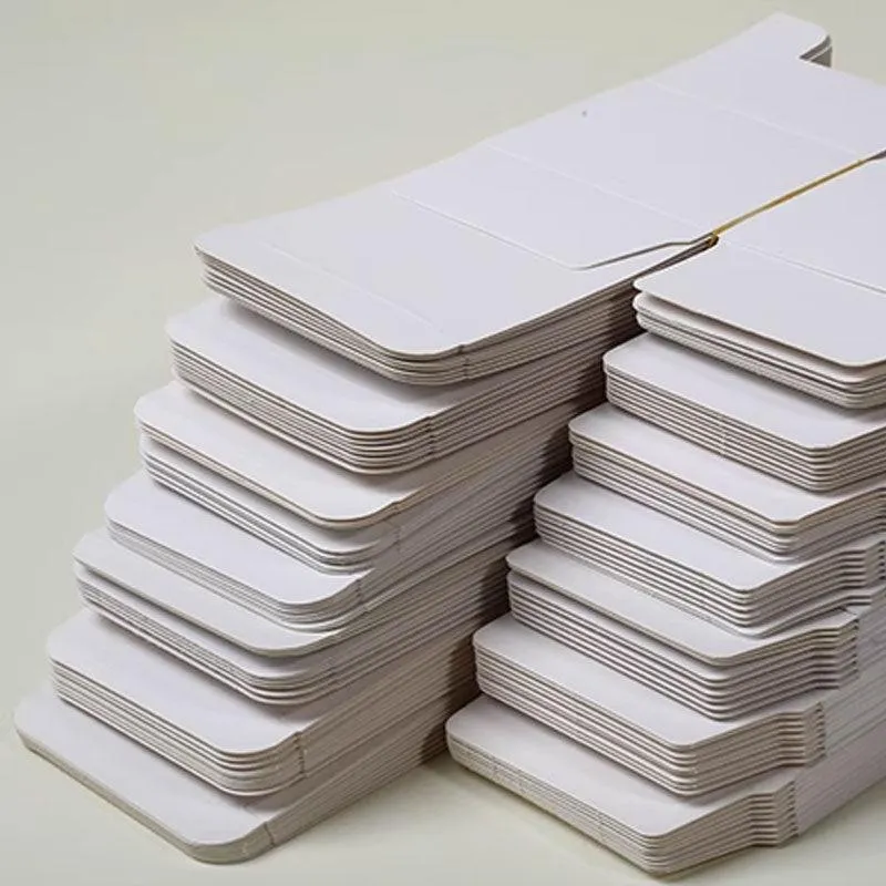 100pcs White Card Box Small Square Folding Box Flat Gift Packaging Storage Box