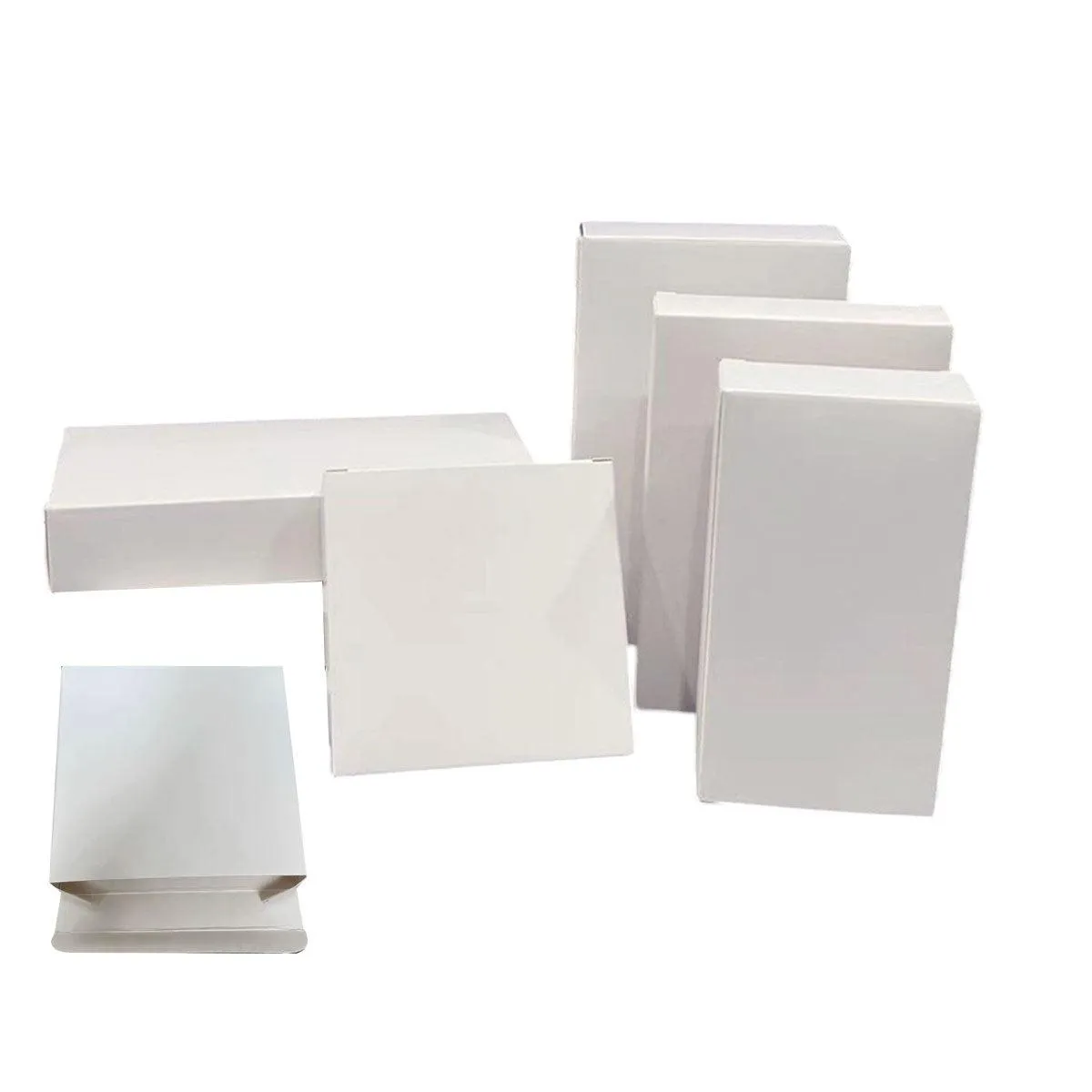 100pcs White Card Box Small Square Folding Box Flat Gift Packaging Storage Box