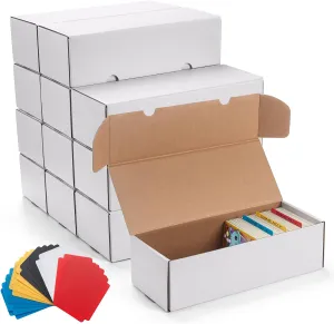 12 Pack Trading Card Storage Box,Cardboard Sports Game Card Storage Collector Boxes with 20 PCS Dividers,Card Organizer for Basketball Cards,Hold 7200 Standard Trading Cards