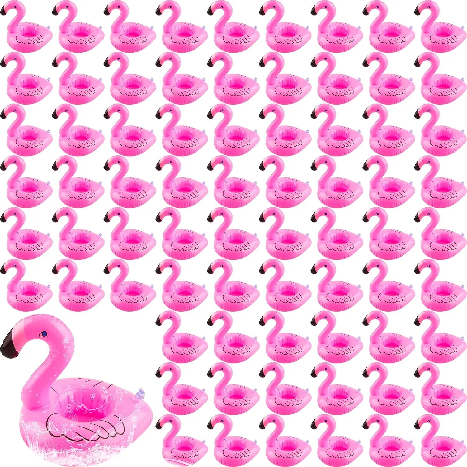 120 Pack Inflatable Flamingo Drink Holders Pink Flamingo Drink Floats Blow Up Flamingo Floating Drink Holder Cup Coasters for Summer Pool Swim Party