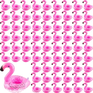 120 Pack Inflatable Flamingo Drink Holders Pink Flamingo Drink Floats Blow Up Flamingo Floating Drink Holder Cup Coasters for Summer Pool Swim Party