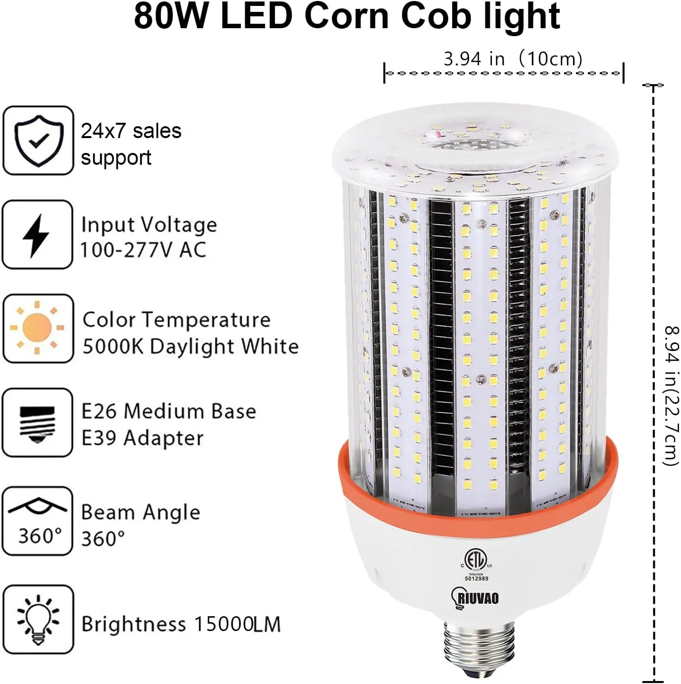 1200W Equivalent LED Corn Light Bulb, 120W Led Corn Bulb 5000K Daylight White,High Bay Lighting 18000 Lumen, E26/E39 Base LED Bulbs, Large Area Lights for Outdoor Indoor Warehouse Garage Offices