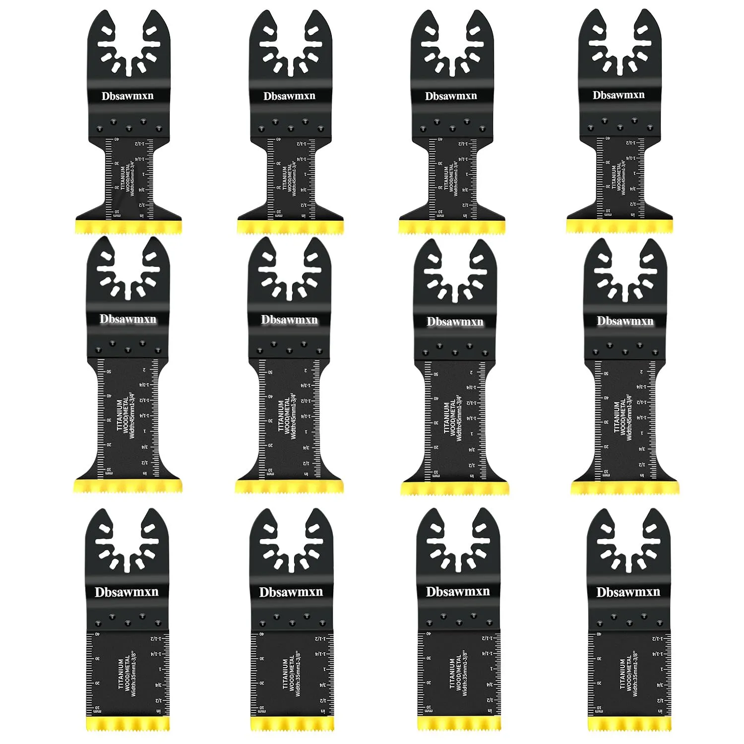 12PCS Titanium Oscillating Tool Blades Metal Cutting, Professional Multi Tool Blades for Metal/Wood/Plastic/Drywall Cuts Saw Blades Compatible with Dewalt Milwaukee Makita Ryobi Rockwell