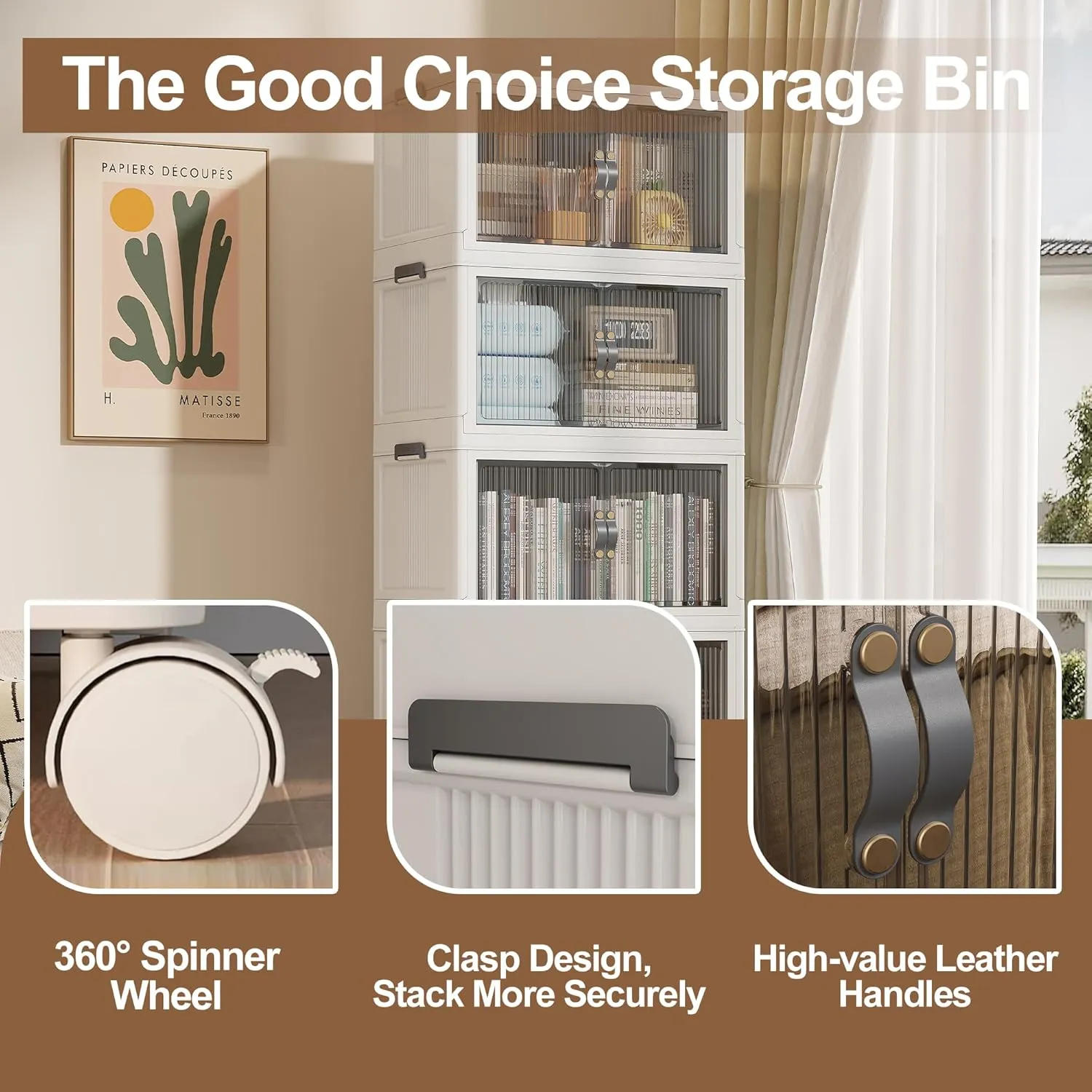 136Gal/543Qt Stackable Storage Bins Folding Collapsible Storage Bins with Lid, Closet Organizers and Storage, Storage Box Grey 26" W x 17" D x 71" H