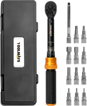 13PCS Torque Wrench Set, Dual-Direction Drive Click Wrench with Allen socket, Mountain Bike Motorcycle Multi-Tool (2-20 Nm 0.1nm 72-Tooth)