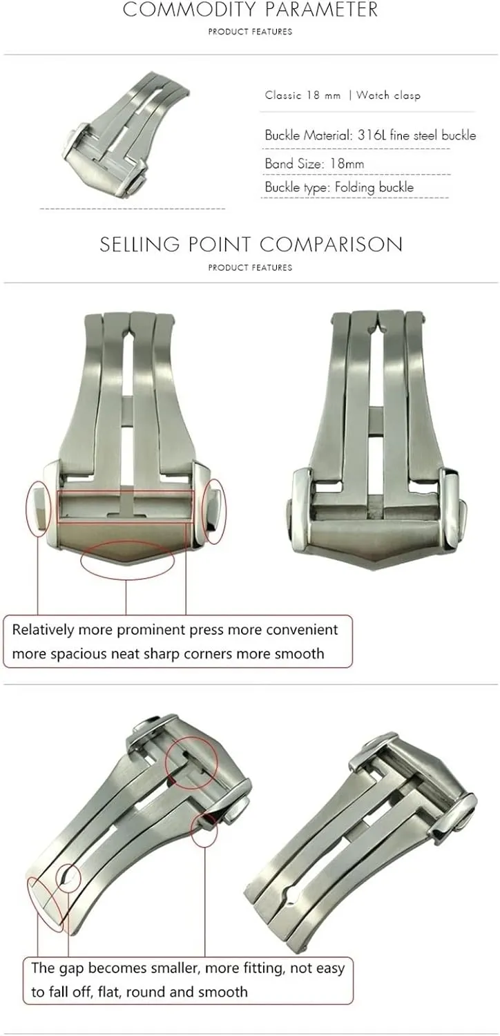 16mm 18mm 20mm Deployment Watch Buckle For Omega Leather Strap Rubber Band Silver Steel Folding Clasp Gift Tools