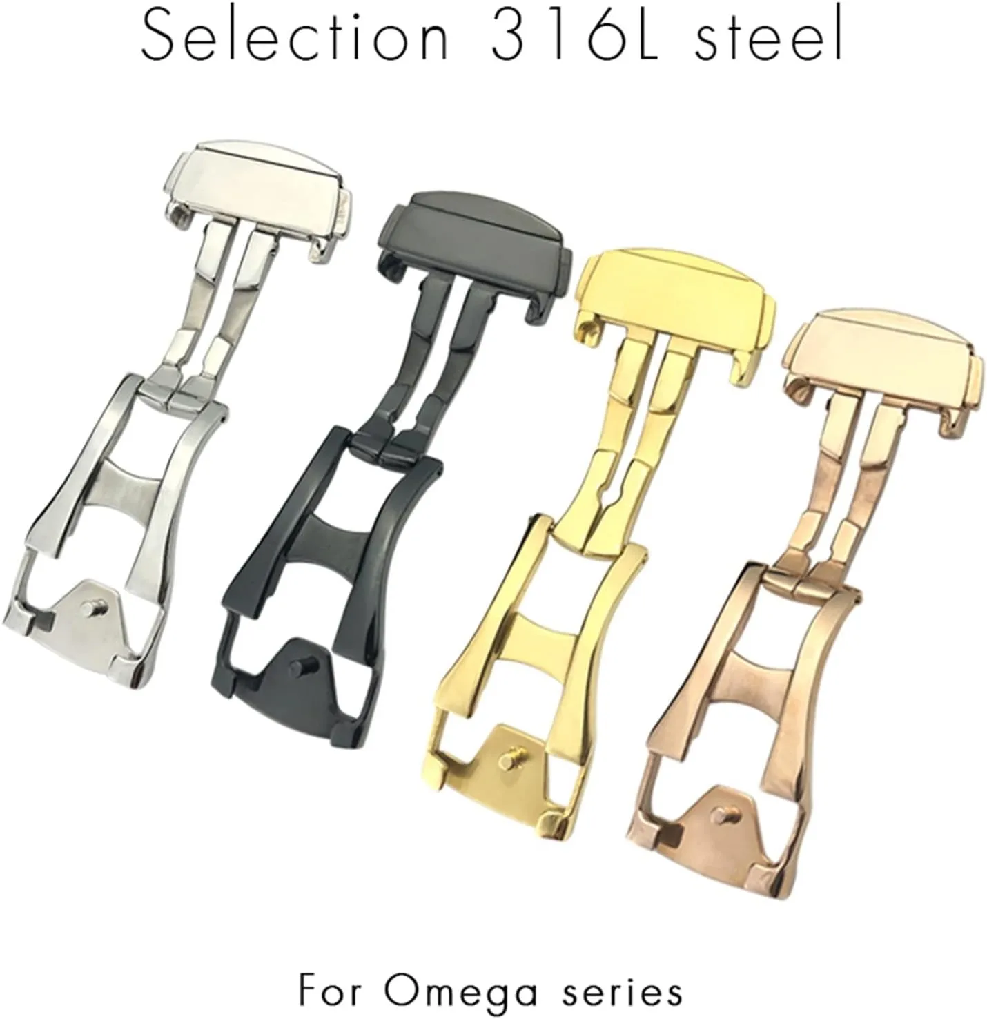 16mm 18mm 20mm Deployment Watch Buckle For Omega Leather Strap Rubber Band Silver Steel Folding Clasp Gift Tools