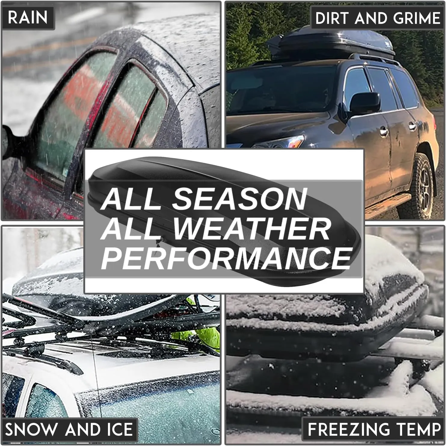 17 cu. ft. Rooftop Cargo Box 78" L x 31" W x 15" H ABS Lockable Hard Shell Waterproof Car Roof Luggage Carrier Capacity 110 lbs