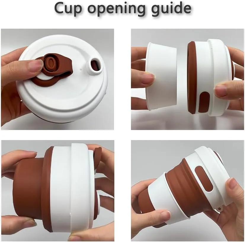 17oz Collapsible Travel Cup With Lid & Metal Hook Reusable Silicone Coffee Folding Mug for Hot/Cold Drink Portable Outdoor Camping Hiking Microwave & Dishwasher Safe (Cyanine)