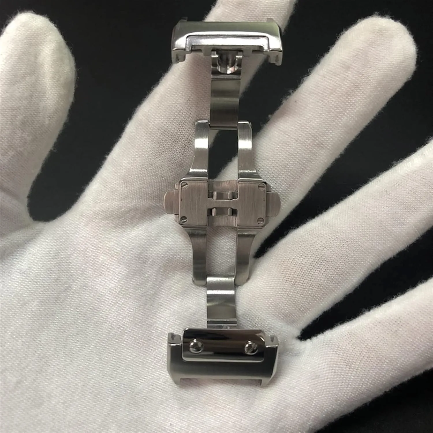 18 21mm Solid Stainless Steel Double Click Clasp For Cartier Santos Watchband Metal Buckle Metal
