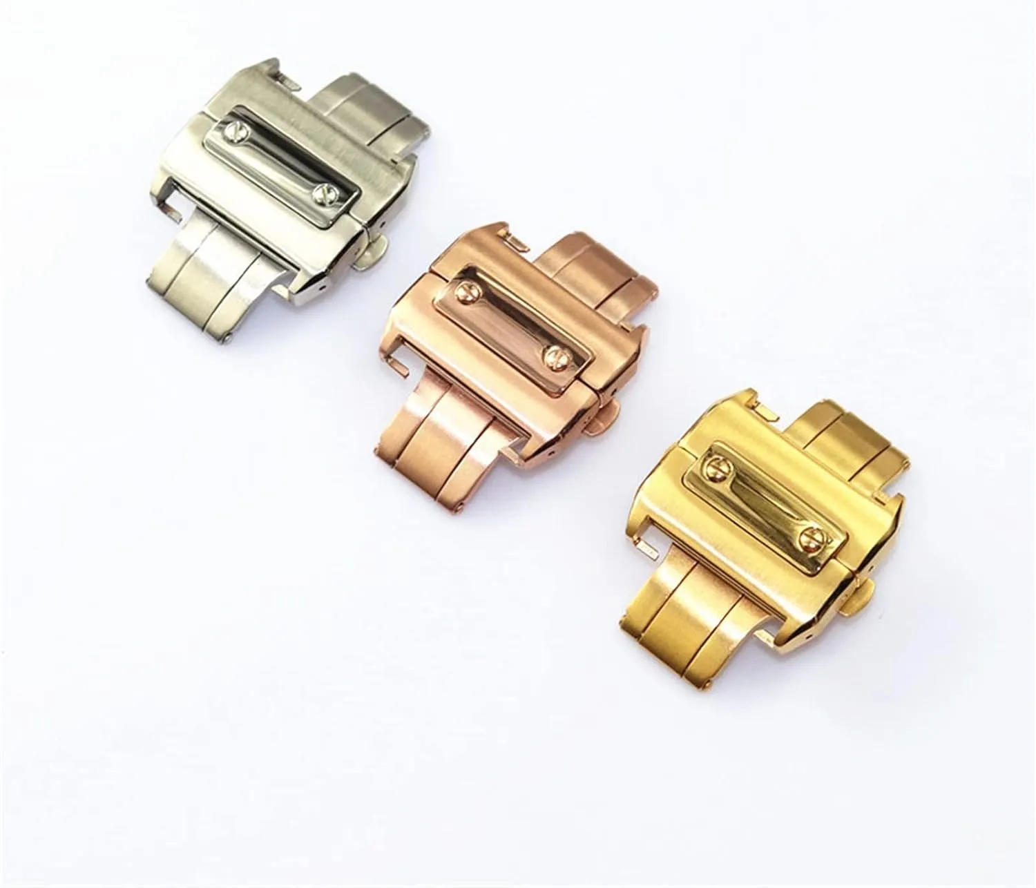 18 21mm Solid Stainless Steel Double Click Clasp For Cartier Santos Watchband Metal Buckle Metal