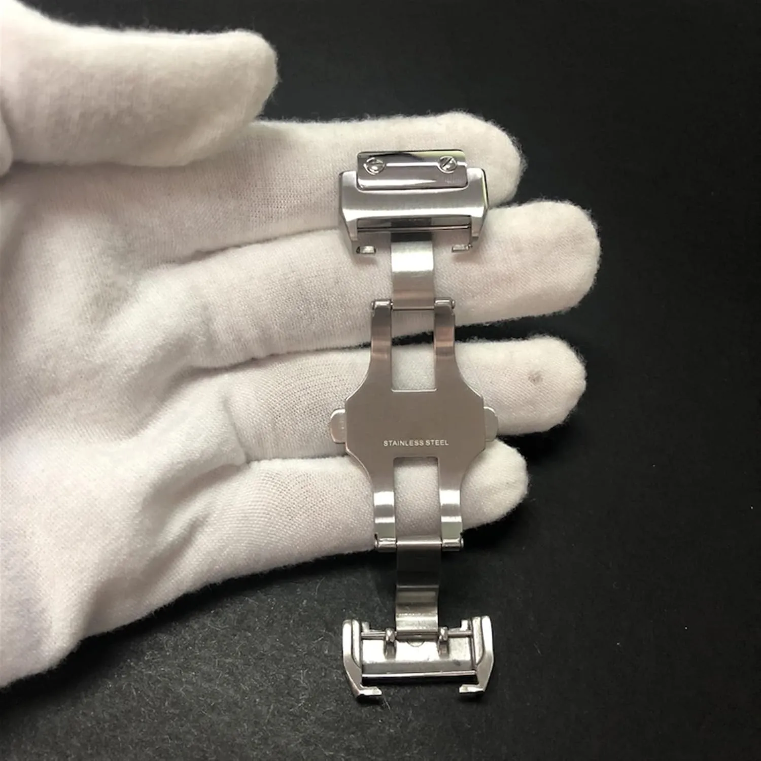 18 21mm Solid Stainless Steel Double Click Clasp For Cartier Santos Watchband Metal Buckle Metal