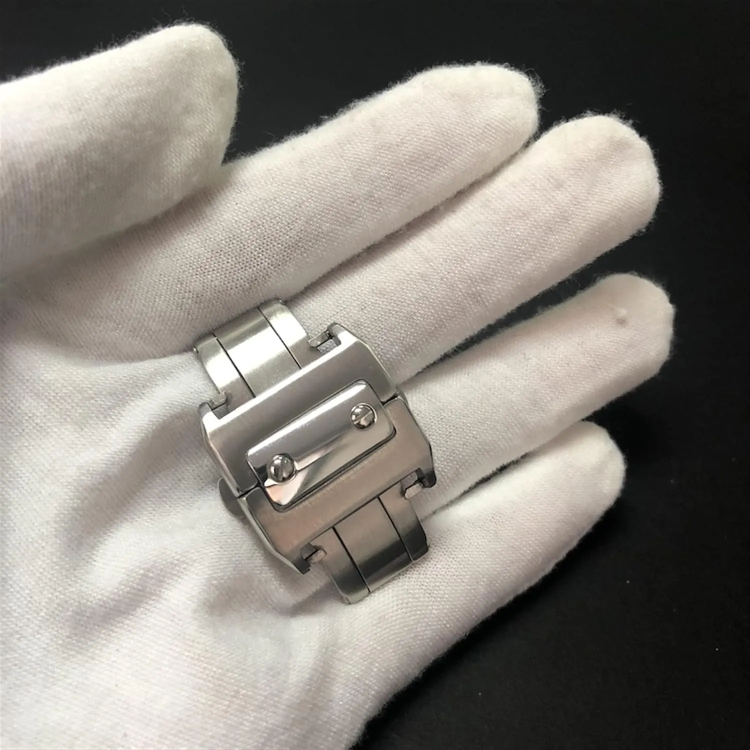 18 21mm Solid Stainless Steel Double Click Clasp For Cartier Santos Watchband Metal Buckle Metal