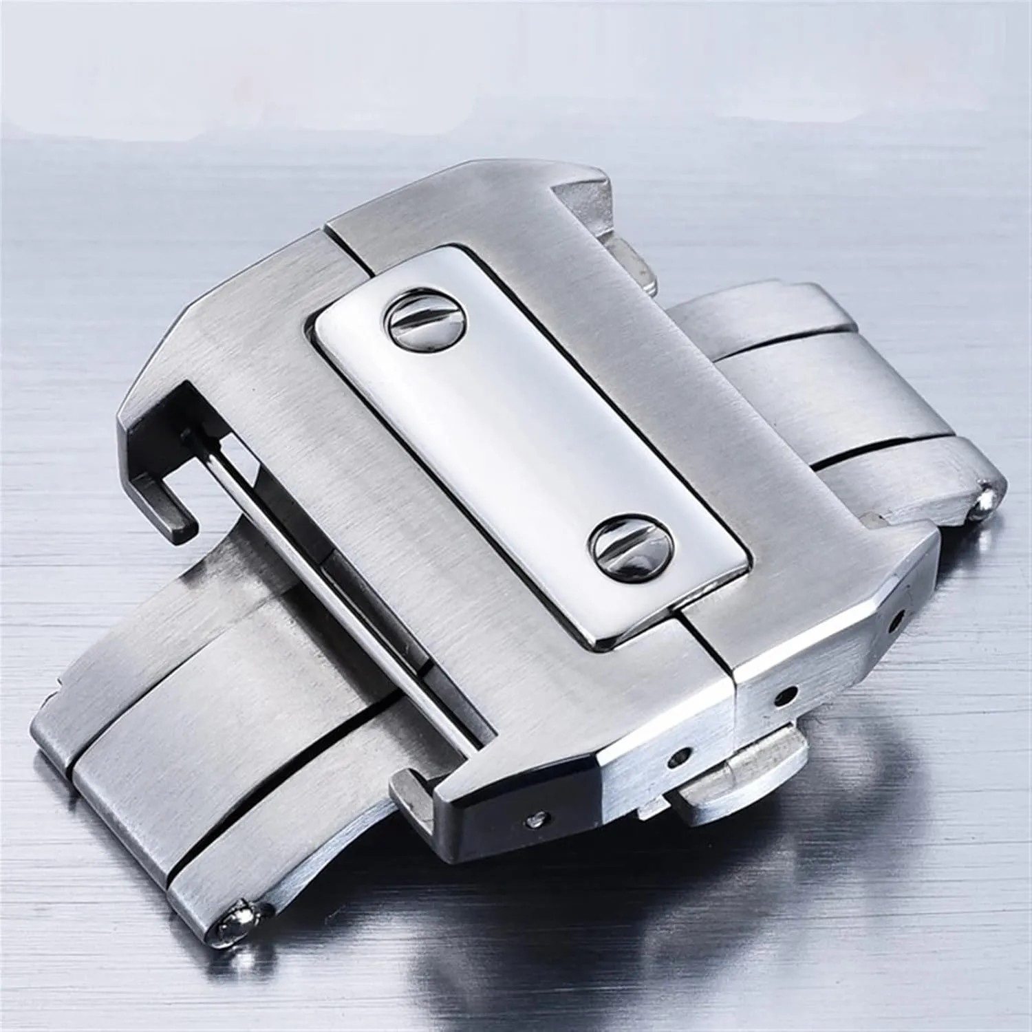 18 21mm Solid Stainless Steel Double Click Clasp For Cartier Santos Watchband Metal Buckle Metal