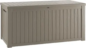 180 Gallon Lockable Resin Deck Box, Waterproof Outdoor Storage Box for Patio Furniture, Garden Tools, Pool Accessories, UV-Resistant Outside Delivery Grey