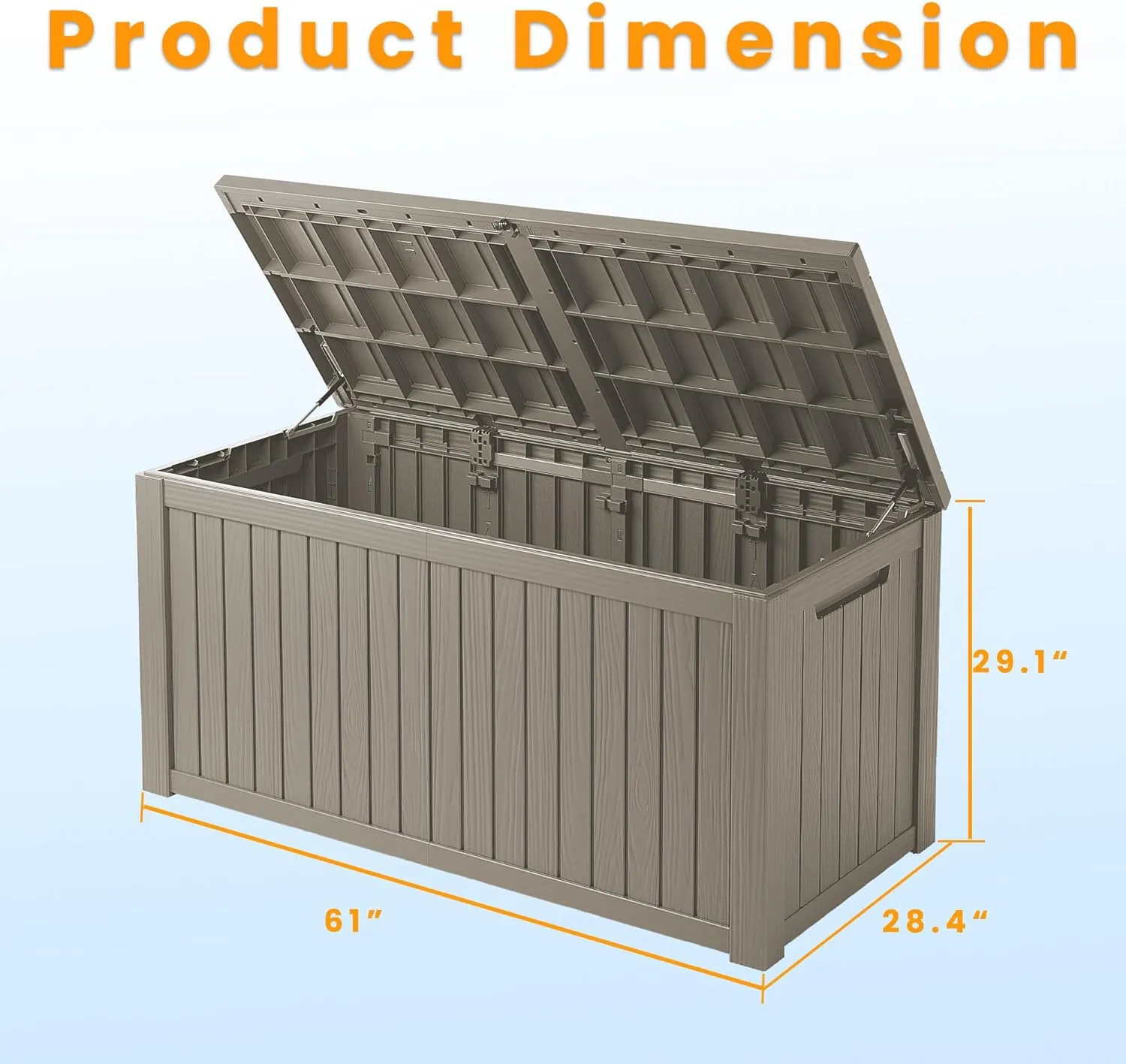 180 Gallon Lockable Resin Deck Box, Waterproof Outdoor Storage Box for Patio Furniture, Garden Tools, Pool Accessories, UV-Resistant Outside Delivery Grey