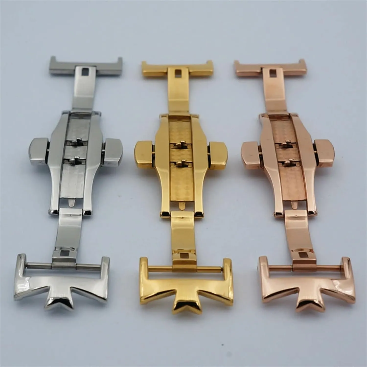 18mm 20mm 316L Stainless Steel Double By Double Open Watch Buckle Clasp Strap Deployant For Watchbands