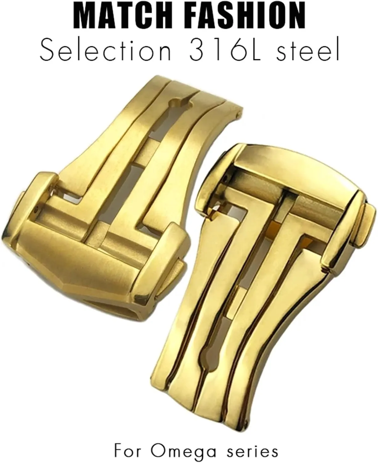 18mm 20mm Pointed Deployment Watch Buckle For Omega Rubber Leather Strap Black Rose Gold Stainless Steel Butterfly Clasp
