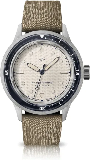1956 Marine Dive Watches for Men, 41mm Wide 12.55mm Thick Mens Watch - 316L Stainless Steel Analog Quartz 20 ATM Waterproof Men Watches - Round Sapphire Crystal Dial Men Watch (Navy Off White)