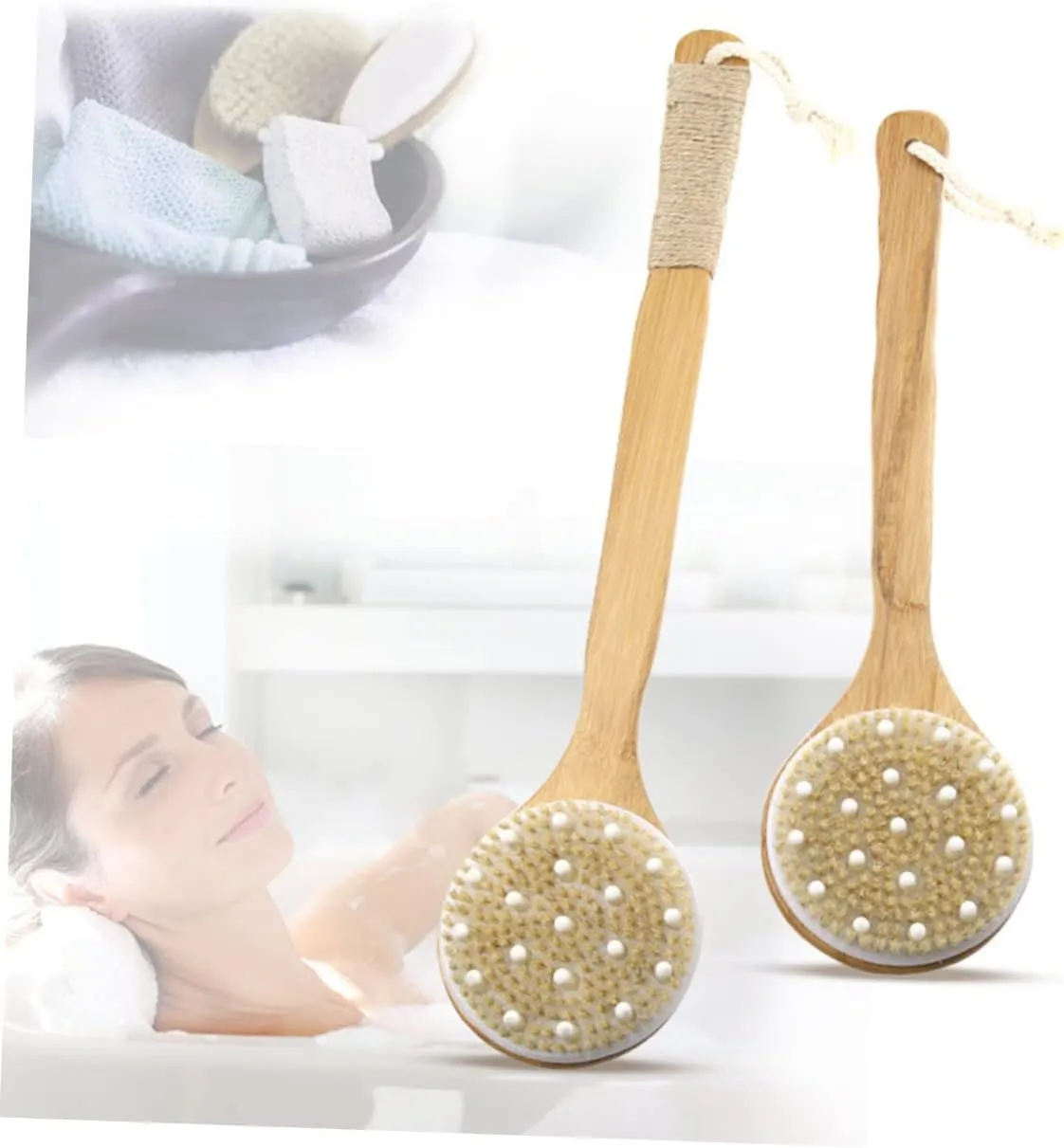 1pc Bristle Brush Cleansing Brush Fascia Body Brush Body Exfoliator Exfoliating Body Scrub Body Massager Towel Sponge Washcloths Paddle Face Tool Body Dry Brush Men Wooden Khaki/1124