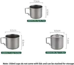 1PC Portable Titanium Teacup with Collapsible Handle for BBQ, Picnic, Traveling(200ml(6.7oz))