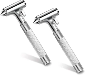 2-Pack Alloy Car Escape Hammer with KM46 Tungsten Tip, 3-in-1 Multifunctional Glass Breaker & Seatbelt Cutter, Car Emergency Rescue Tools Car Window Breaker Compatible with Tesla Model 3/Y/S/X