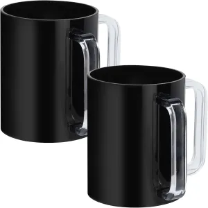 2 Pcs Judaica Hand Washing Cup with Dual Handles, Clear Acrylic Hand Washing Cup for The Jewish Ritual & Netilat Yadayim (Black, Clear Handle)