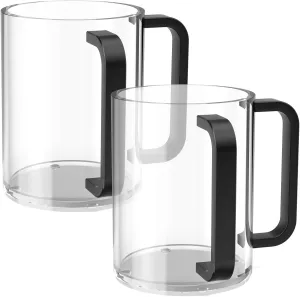 2 Pcs Judaica Hand Washing Cup with Dual Handles, Clear Acrylic Hand Washing Cup for The Jewish Ritual & Netilat Yadayim (Clear-Black Handle)