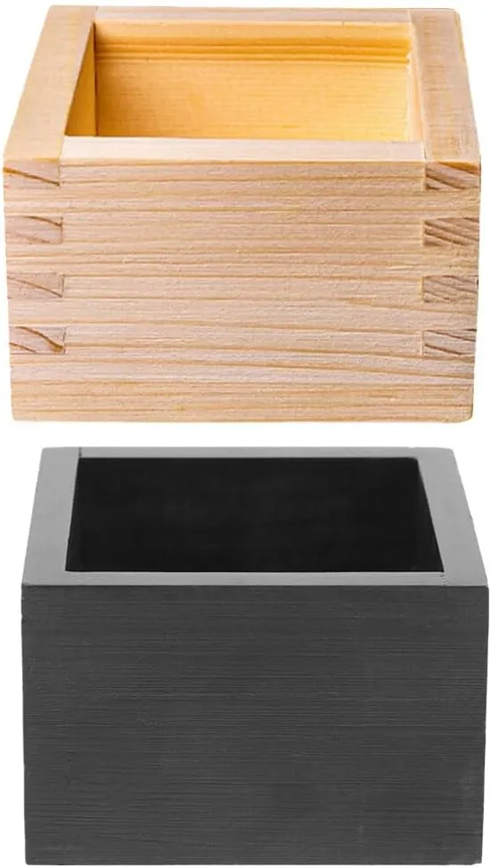 2 Pcs Wood Saki Cup Box: Sake Masu Sake Mug Wood Cypress Sake Box Sushi Square Boxes Tea Bag Organizer Holder for Countertop Storage Box