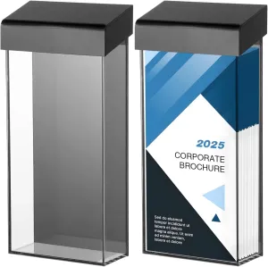 2 Pieces Outdoor Brochure Holder Wall Mount 9.8 x 4.3 Inch Waterproof Acrylic Flyer Box with Lid Clear Pamphlet Holder for Display Map Menu Envelope