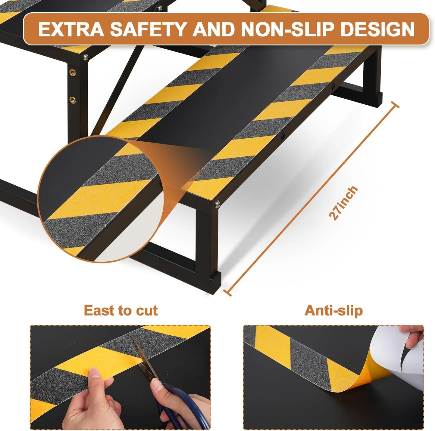 2 Step RV Stairs, Hot Tub Steps, Outdoor Spa Step Ladder with Handrail,Portable Economy 5th Wheel Stair for Travel Trailer, Motor Home, Camper and Porch with Non-Skid Tapes