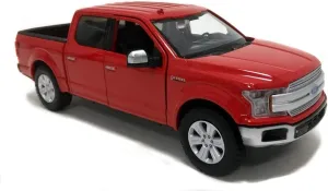 2019 Ford F-150 Lariat Crew Cab Pickup Truck Red 1/24-1/27 Diecast Model Car by Motormax 79363