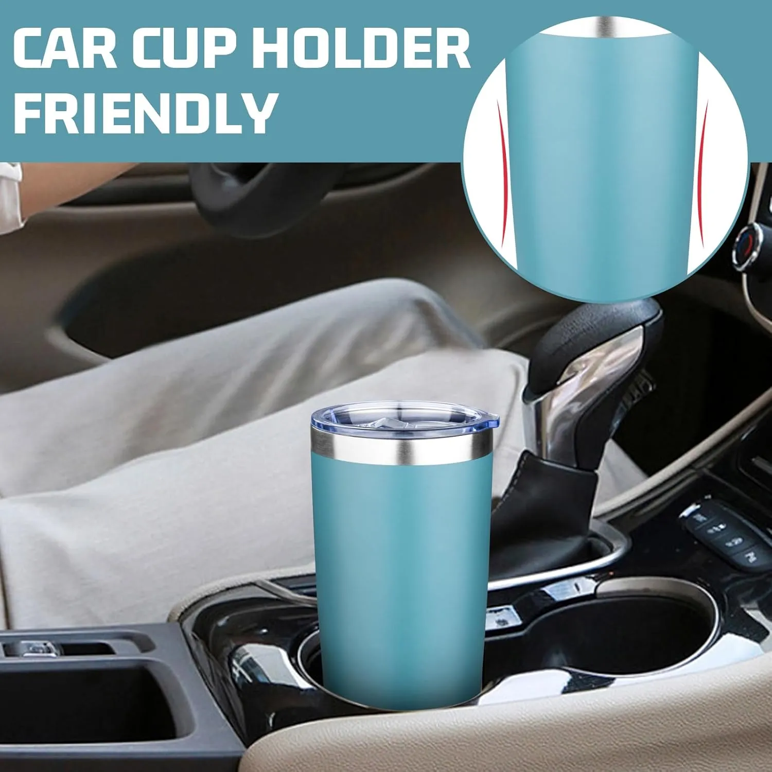 20oz Tumbler with Lid Double Wall Vacuum Insulated Travel Coffee Mug Stainless Steel Thermal Cup Powder Coated Sturdy Coffee Tumbler Bulk for Hot and Cold Beverage (Glacier blue,4)