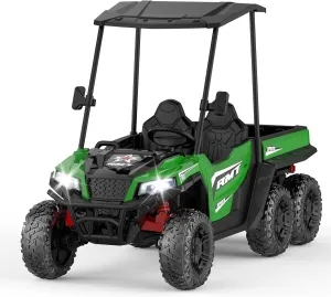 24V Kids Ride on Toys, 4X200W Powerful Motors, 5MPH, 4WD Kids' Electric Vehicles w/Sun Shade, Electric Dump Bed and Extra Shovel, 3 Speeds, LED Lights, Ride on Toys with Parental Remote