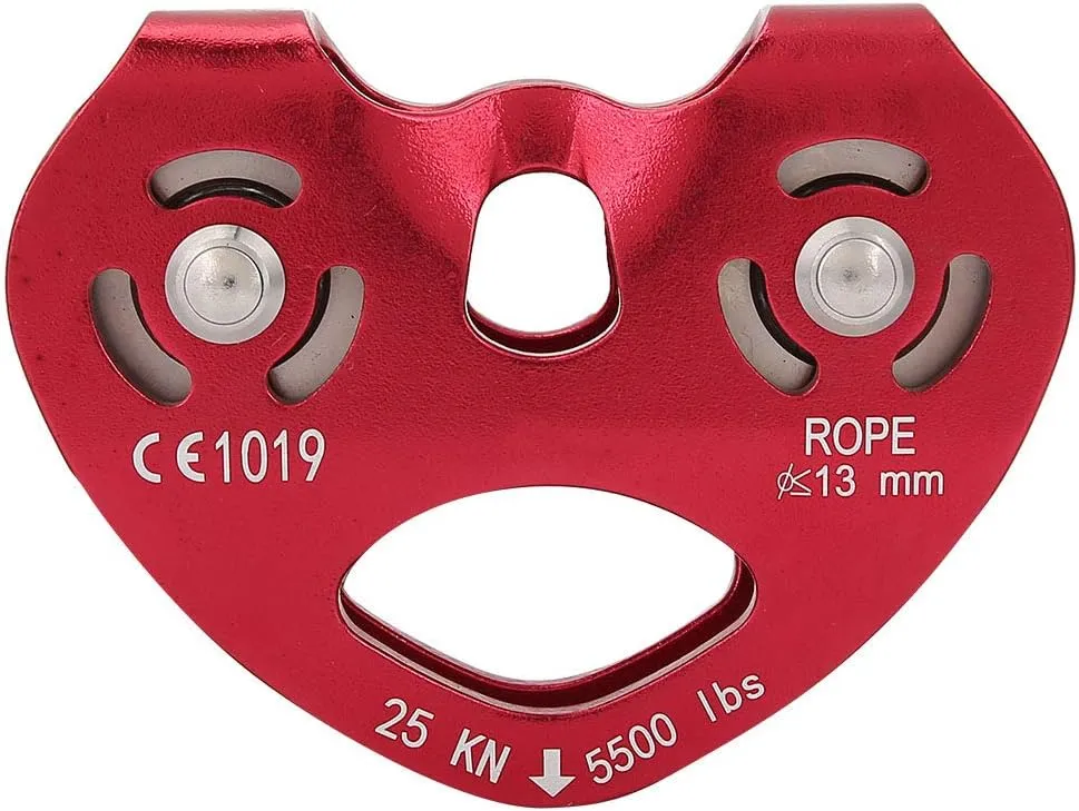 25KN Climbing Pulley, Aluminium Alloy Outdoor Heavy Duty Swivels Rope Pulley Block for Climbing, Aloft Work, Rescue, Rappelling, Etc