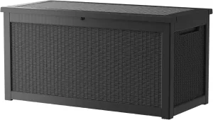 260 Gallon Lockable Resin Deck Box, Waterproof & UV-Resistant Outdoor Storage Box for Outdoor Cushion Storage, Garden Tools & Pool Accessories Storage, Black