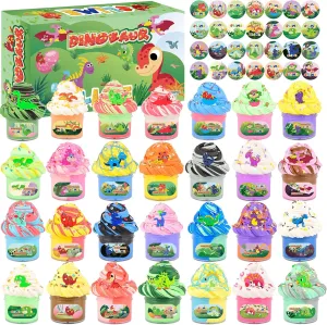 28 Pack Butter Slime Kit for Kids Ages 4-8 , Sensory Toys with Dinosaur Theme, Perfect as Slime Party Favors, Classroom Prizes & Stress Relief Gifts