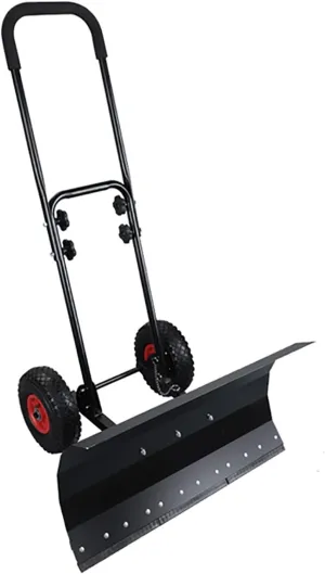 29.1in Two-in-one Ice Shovel/Snow Removal Wheeled Snow Pusher, Adjustable Shovel Head and Handle Rolling Snow Pusher, for Walkways, Sidewalks, Stoops, Decks, Patios