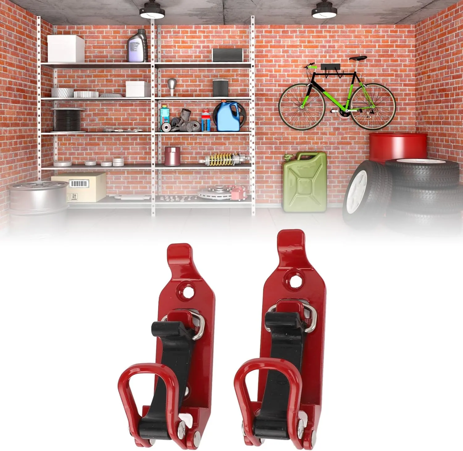 2pcs Roof Rack Shovel Mount Good Weight Bearing Capacity Axe Holder Clamp Metal Rubber Clamp Mounting Kit for Car Truck Boats (Red)