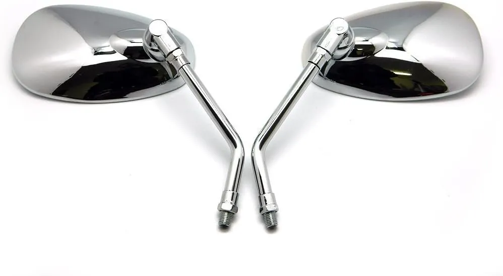 2X Motorcycle CHROME CUSTOM REARVIEW SIDE MIRRORS 10MM ADAPTER MOUNT FOR SHADOW REBEL 250 NIGHTHAWK VT VTX 1300 1800 CB 500 550 600 650 750 900 1000 CRUISER