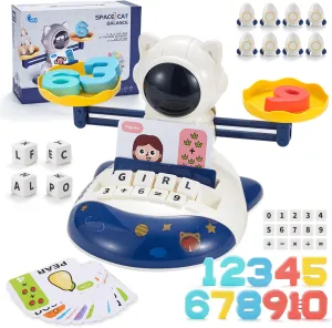 3 in 1 Math Game Toys for Kids 3-7, Preschool Alphabet Learning Toys with Spelling, Counting & Reading, Flash Cards Gifts for Boys & Girls