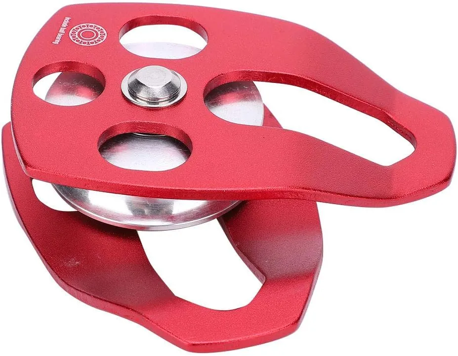 30KN Pulley, AluminumMagnesium Alloy Large Single Pulley Sliding Side Plate Bearing Sheave for Mountain Rescue Outdoor Rock Climbing Aerial Working