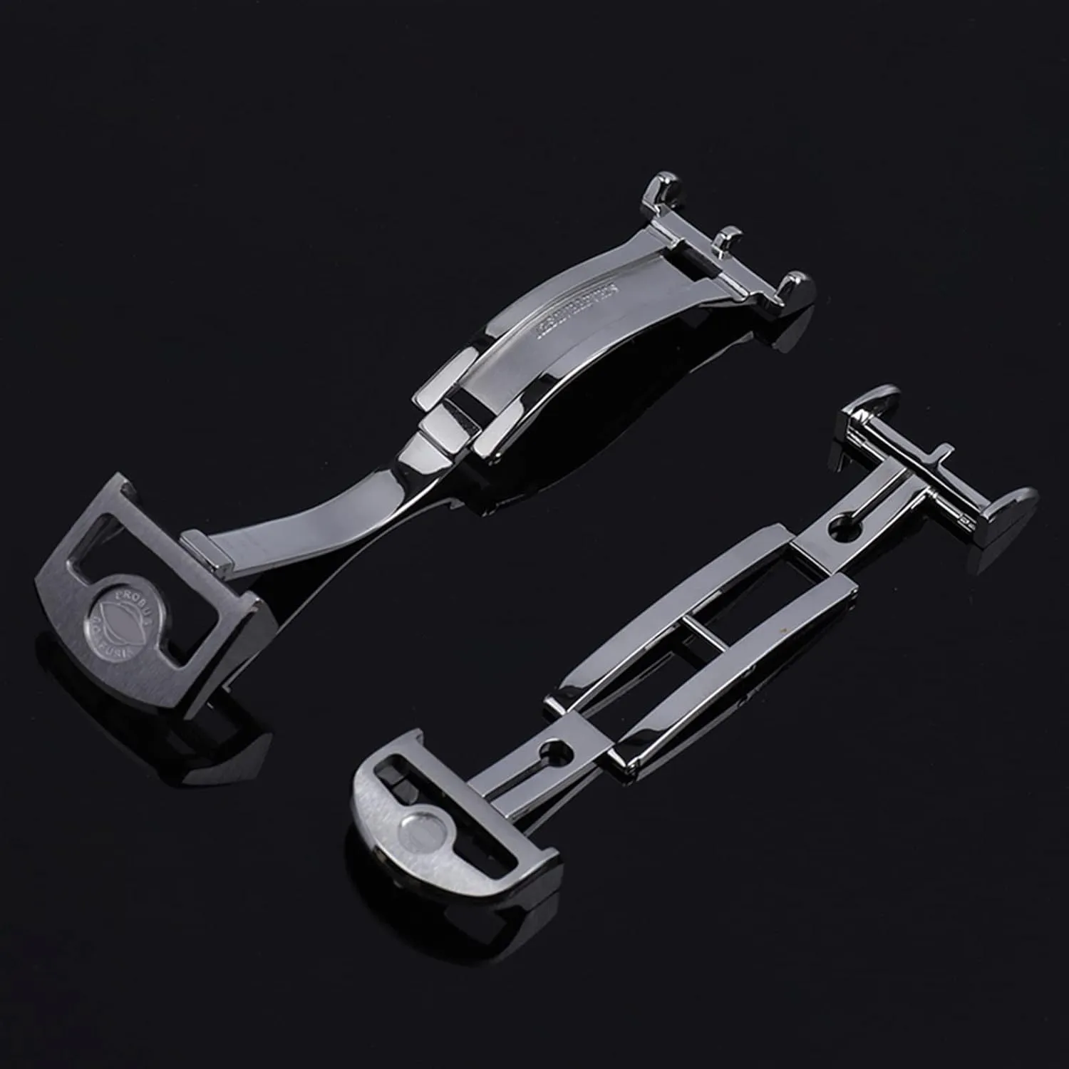 316L Stainless Steel 18mm Deployment Butterfly Watch Buckle For IWC Big Pilot Spitfire Leather Watchband Strap Folding Clasp