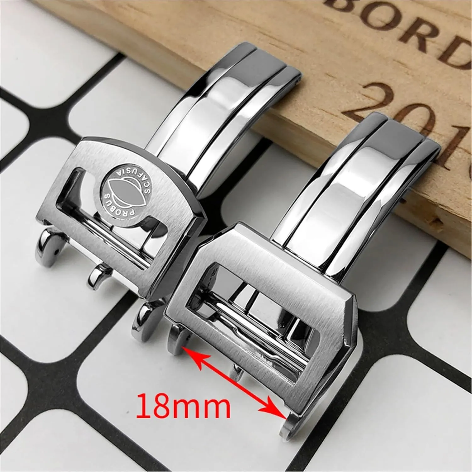 316L Stainless Steel 18mm Deployment Watch Buckle，for IWC Spitfire Leather Watchband Folding Clasp(Silver 1)